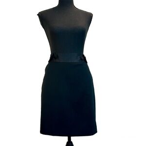 BANANA republic black satin button detail waist lined pencil skirt Sz 6 NWOT